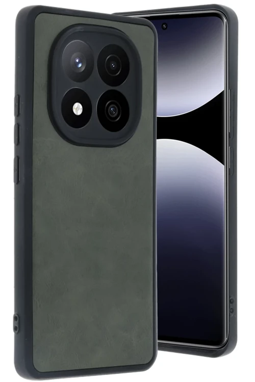 Xiaomi Redmi Note 14 Pro 5G Kılıf Aras Deri Kapak - Koyu Yeşil