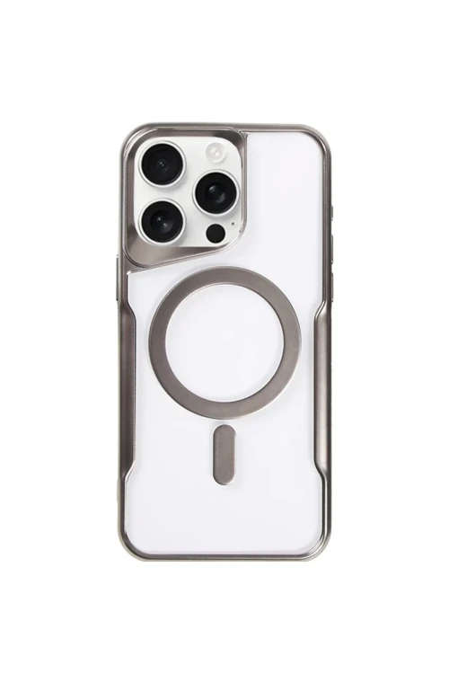 Apple iPhone 14 Pro Max Kılıf Boyi Magsafe Silikon Kapak - Titan Gri