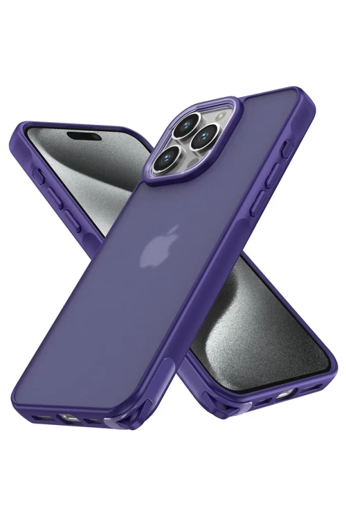Apple iPhone 15 Pro Max Kılıf Elegant Kapak - Derin Mor