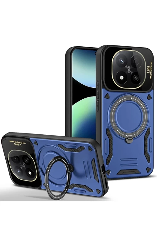 Xiaomi Redmi Note 14 Pro 5G Kılıf Joy Lens Standlı Kapak - Lacivert