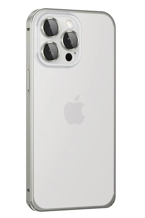 Apple iPhone 15 Pro Metal Bumper Mat Kapak - Gri