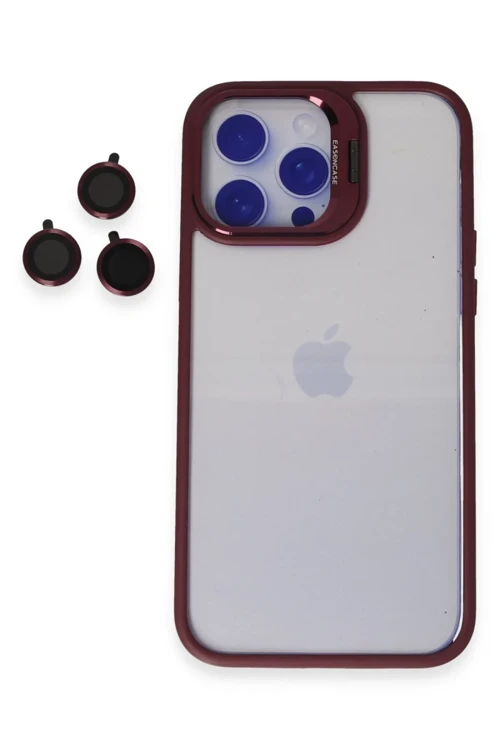 Apple iPhone 14 Pro Kılıf Roblox Lens Standlı Kapak - Bordo