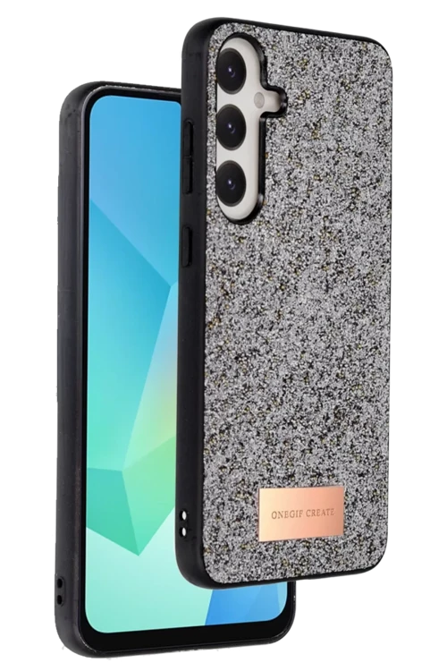 Onegif Samsung Galaxy A36 Bright Simli Kapak - Gümüş