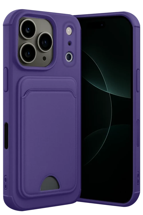 Apple iPhone 17 Pro Kelvin Kartvizitli Silikon - Derin Mor