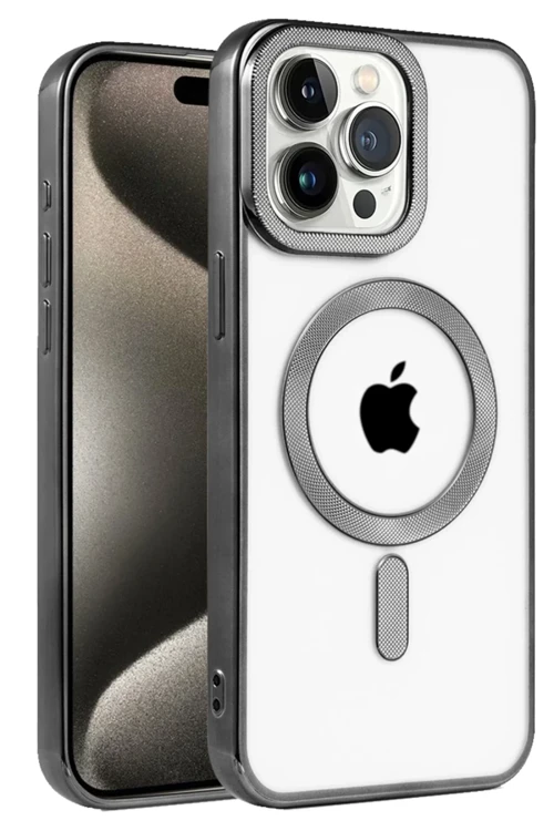 Apple iPhone 14 Pro Max Kılıf Kronos Magsafe Kapak - Siyah
