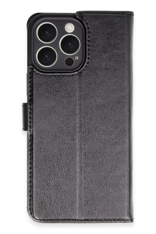 Apple iPhone 16 Pro Max Kılıf Trend S Plus Kapaklı Kılıf - Siyah