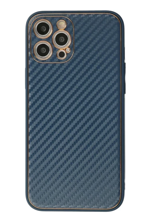 Apple iPhone 12 Pro Max Kılıf Coco Karbon Silikon - Mavi