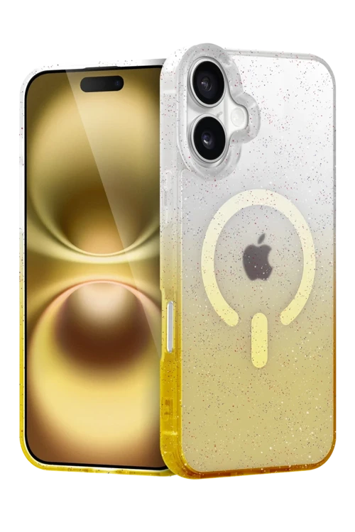 Apple iPhone 16 Pummel Shiny Magsafe Kapak - Gold