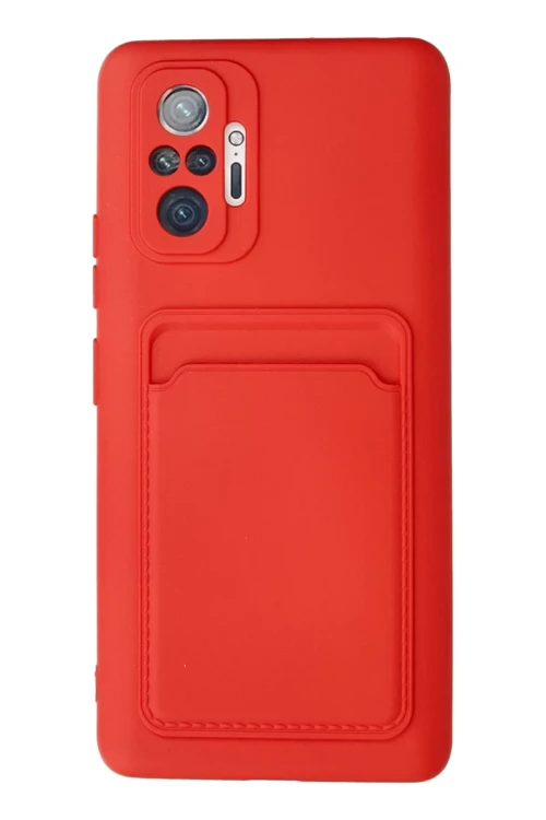 Xiaomi Redmi Note 10 Pro Kılıf Kelvin Kartvizitli Silikon - Kırmızı