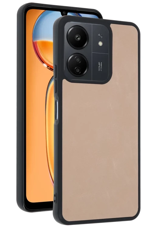 Xiaomi Redmi 13C Kılıf Aras Deri Kapak - Pudra
