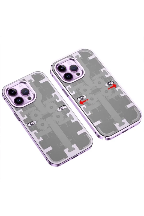Apple iPhone 14 Pro Kılıf Mekanik Bumper Kapak - Derin Mor