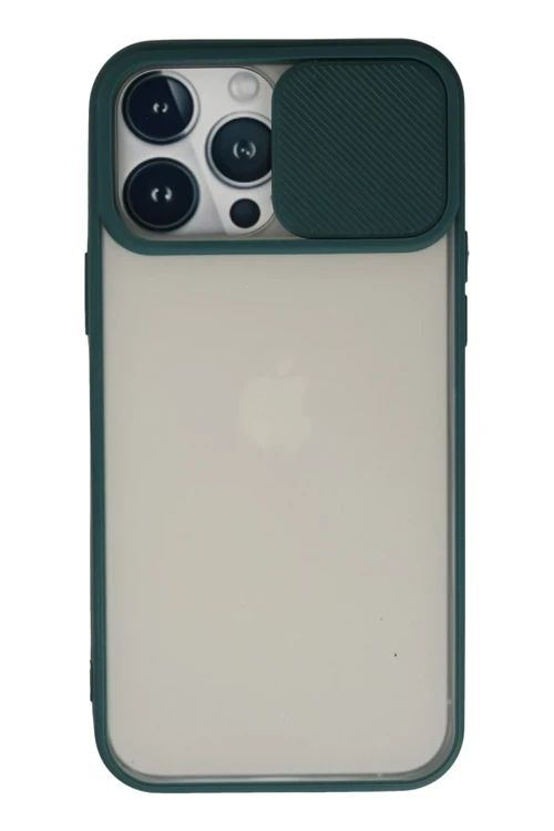 Apple iPhone 13 Pro Max Kılıf Palm Buzlu Kamera Sürgülü Silikon - Yeşil