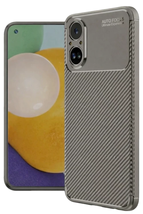 Realme 12 Lite Kılıf Auto Focus Karbon Kapak - Gri