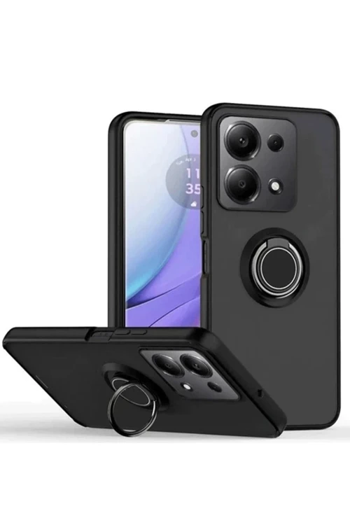 Xiaomi Redmi Note 13 Pro 4G Montreal Yüzüklü Silikon Kapak - Siyah
