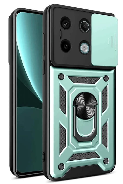 Xiaomi Redmi Note 13 Pro 4G Pars Lens Yüzüklü Silikon - Yeşil