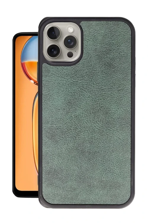 Apple iPhone 15 Pro Kılıf Aras Deri Kapak - Koyu Yeşil