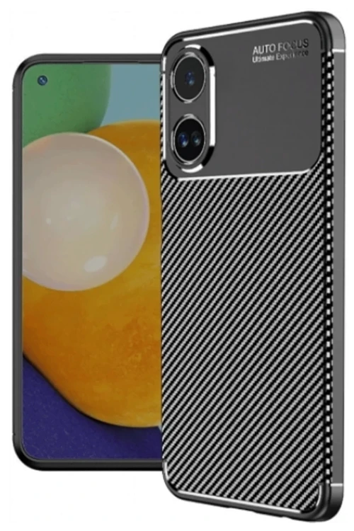 Oppo A60 Kılıf Auto Focus Karbon Kapak - Siyah