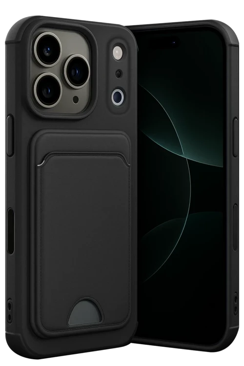 Apple iPhone 17 Pro Kelvin Kartvizitli Silikon - Siyah