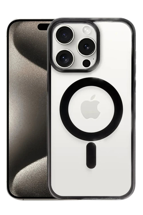Apple iPhone 15 Pro Max Kılıf Erozi Magsafe Kapak - Siyah