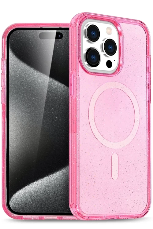Apple iPhone 15 Pro Kılıf Star Magsafe Kapak - Pembe