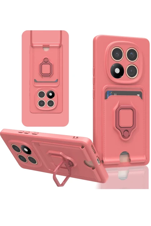Xiaomi Redmi Note 14 Pro Plus Kılıf Zuma Kartvizitli Yüzüklü Silikon - Pembe