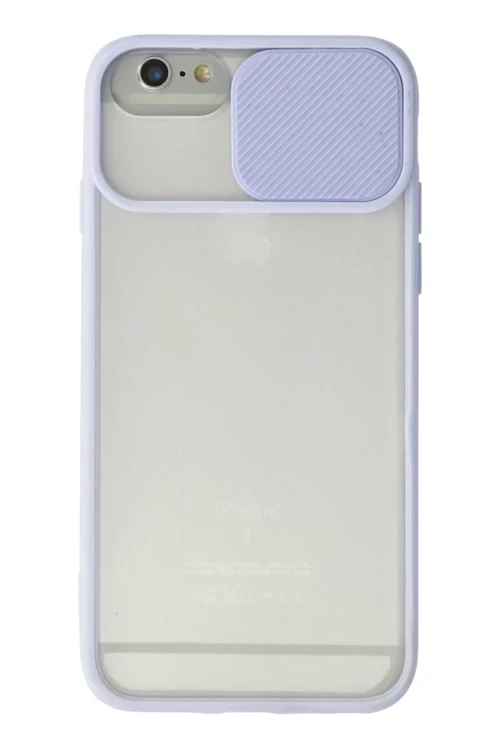 Apple iPhone 6 Kılıf Palm Buzlu Kamera Sürgülü Silikon - Lila