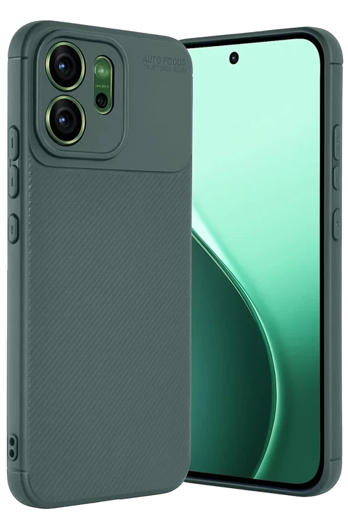 Oppo Reno 14F Auto Focus Karbon Kapak - Koyu Yeşil