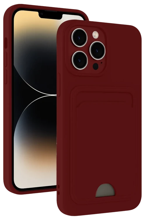 Apple iPhone 15 Pro Max Kılıf Kelvin Kartvizitli Silikon - Bordo
