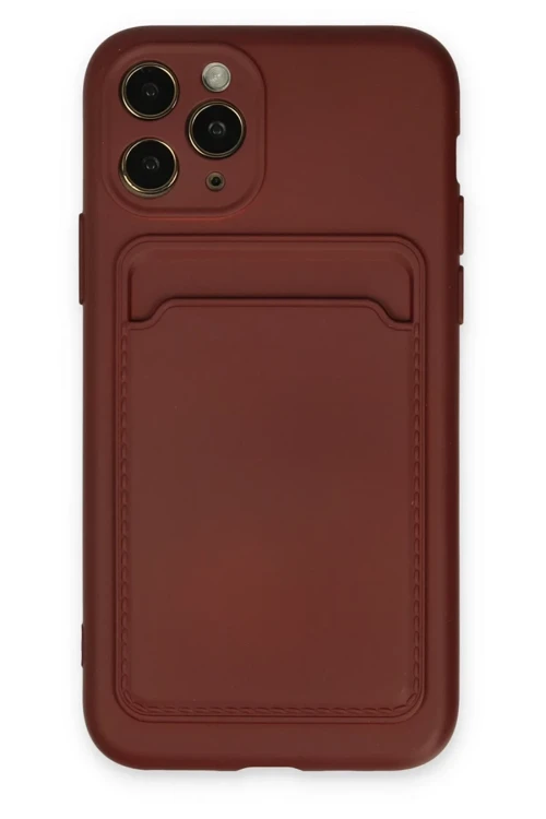 Apple iPhone 11 Pro Kılıf Kelvin Kartvizitli Silikon - Bordo