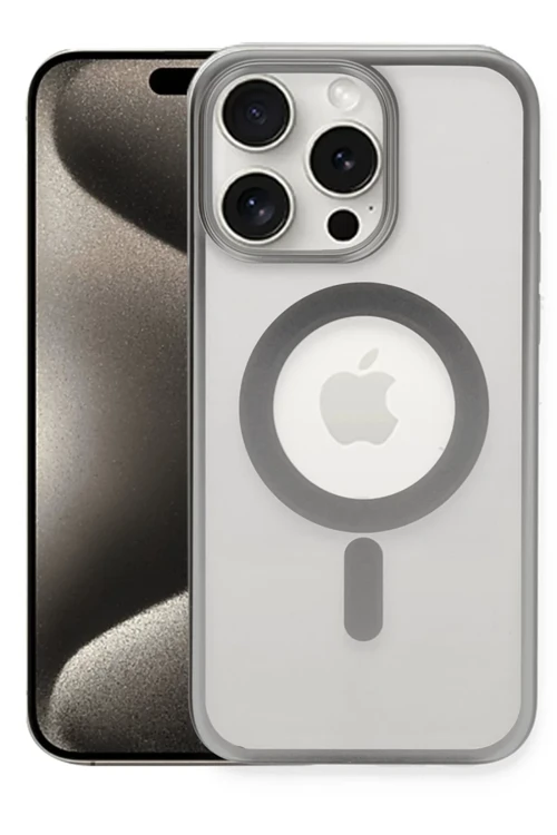 Apple iPhone 15 Pro Kılıf Erozi Magsafe Kapak - Gümüş