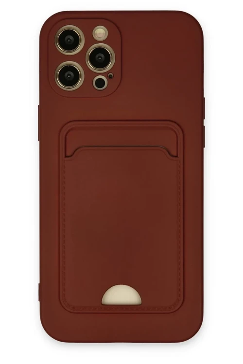 Apple iPhone 12 Pro Max Kılıf Kelvin Kartvizitli Silikon - Bordo