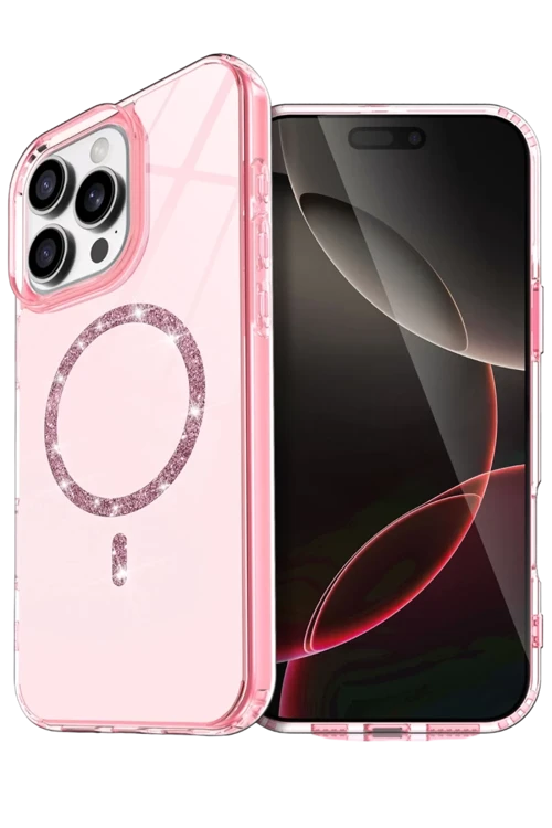 Apple iPhone 16 Pro Live Diamond Magsafe Kapak - Pembe