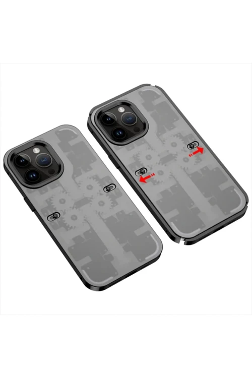 Apple iPhone 14 Pro Kılıf Mekanik Bumper Kapak - Siyah