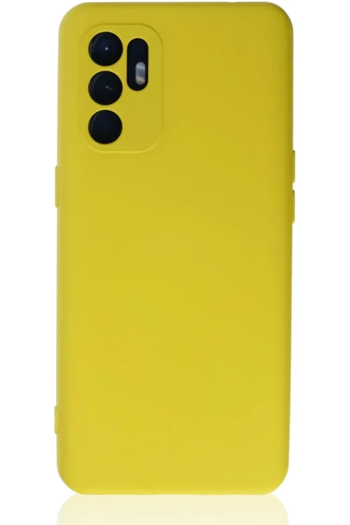 Oppo Reno 6 Kılıf Nano içi Kadife Silikon - Sarı1