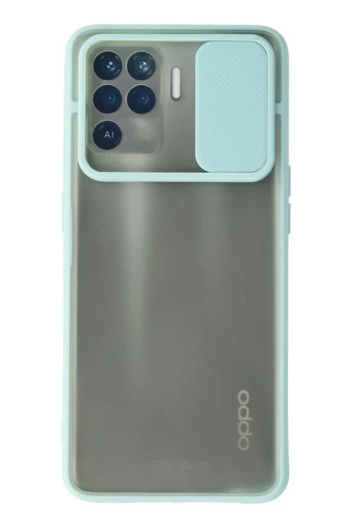 Oppo Reno 5 Lite Kılıf Palm Buzlu Kamera Sürgülü Silikon - Turkuaz