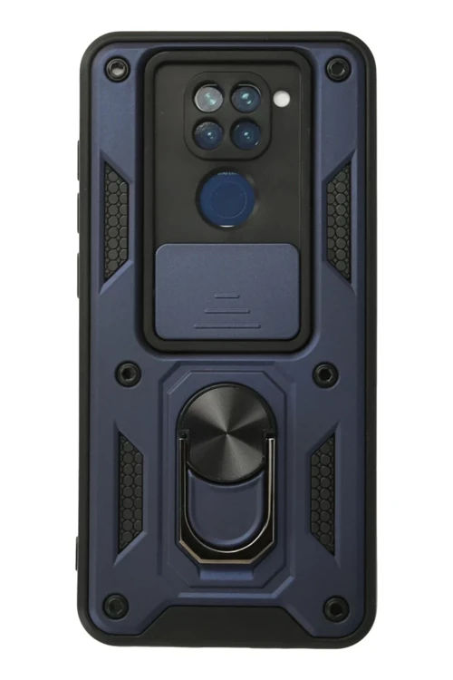 Xiaomi Redmi Note 9 Kılıf Pars Lens Yüzüklü Silikon - Lacivert