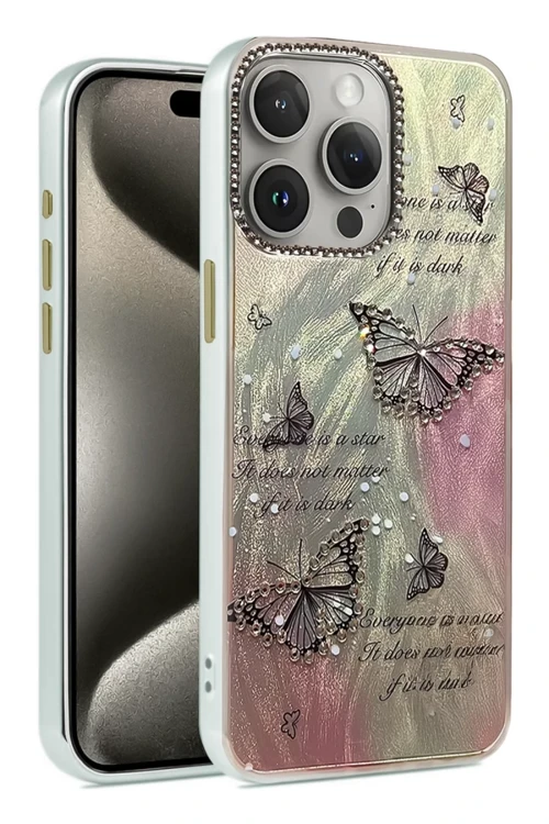 Apple iPhone 15 Pro Max Kılıf Blade Aynalı Desenli Kapak - Desen 6