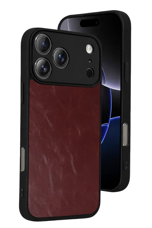 Apple iPhone 17 Pro Aras Deri Kapak - Bordo