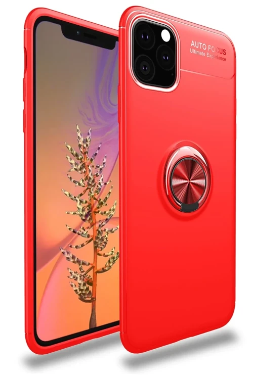 Apple iPhone 11 Pro Kılıf Range Yüzüklü Silikon - Kırmızı