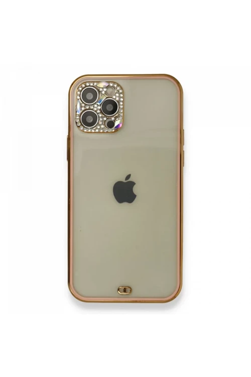 Apple iPhone 12 Pro Kılıf Liva Taşlı Silikon - Pembe