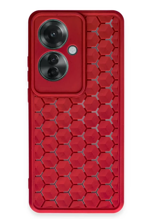 Oppo Reno 11F Kılıf Petek Silikon Kapak - Kırmızı