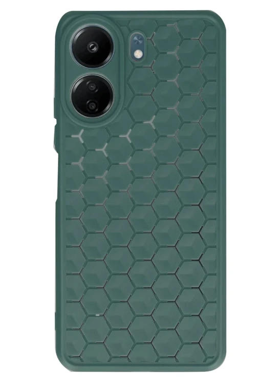 Xiaomi Redmi 13C Kılıf Petek Silikon Kapak - Koyu Yeşil