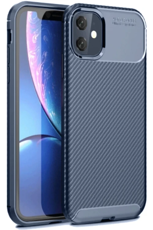 Apple iPhone 11 Kılıf Auto Focus Karbon Kapak - Lacivert