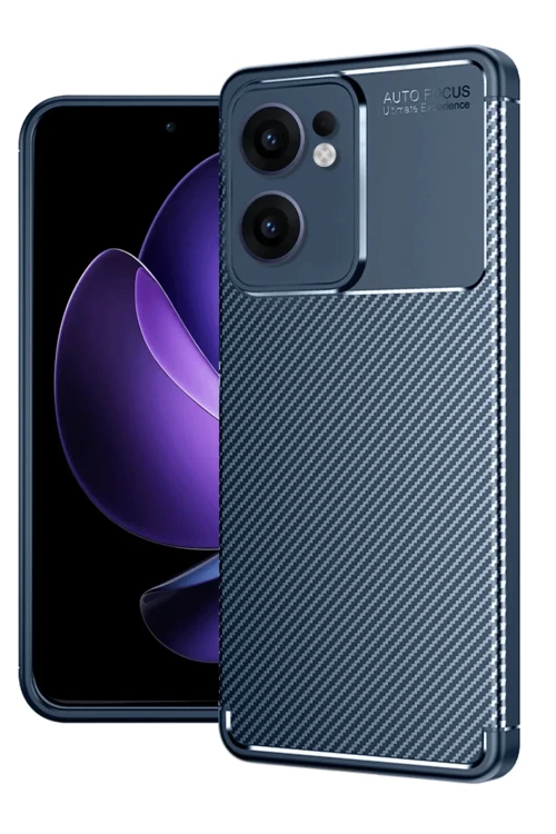 Oppo Reno 13F Kılıf Auto Focus Karbon Kapak - Lacivert