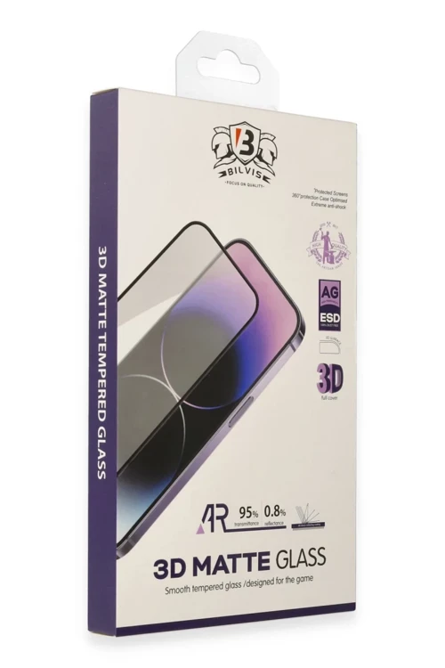 Apple iPhone 15 Pro Max Bilvis 3D Mat Cam Ekran Koruyucu