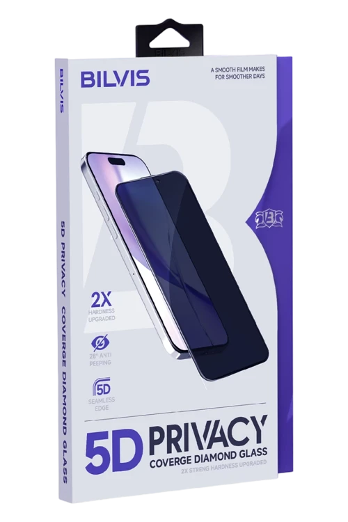 Apple iPhone 17 Bilvis 5D Privacy Diamond Hayalet Cam Ekran Koruyucu