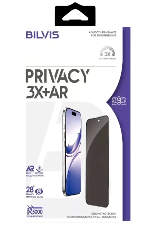 Apple iPhone 17 Pro Bilvis 3X AR Hayalet Cam Ekran Koruyucu - Siyah
