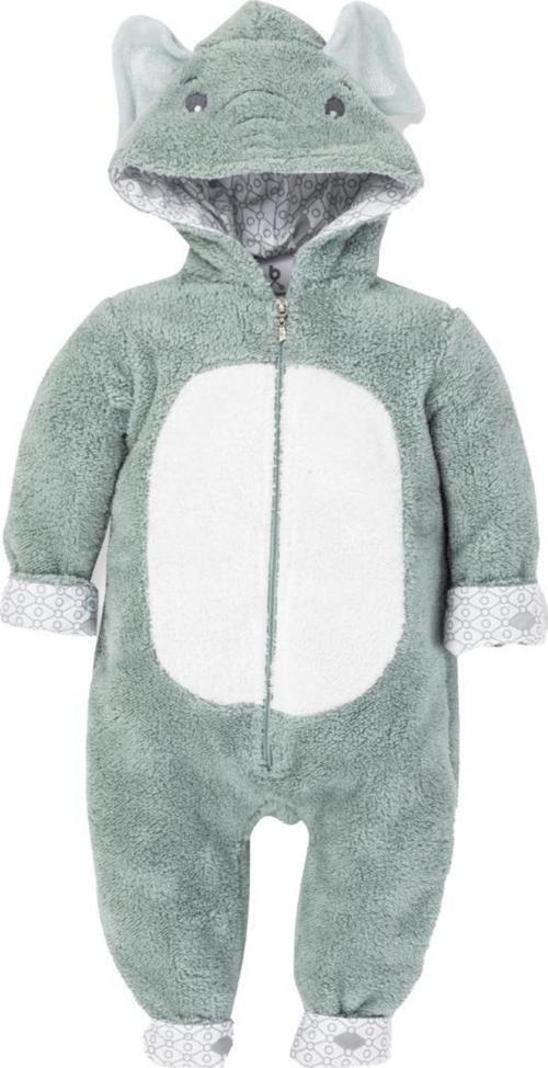 Hero Kahraman Kapüşonlu Welsoft Bebek Tulum (12-18 ay) Elephant