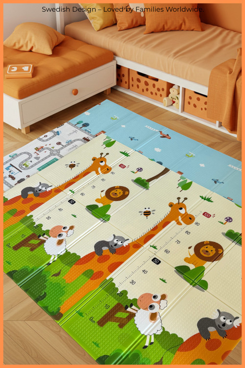 Safari Walk Çift Taraflı Katlanabilir Oyun Halısı Ve Matı Premium Seri – Taşıma Çantalı