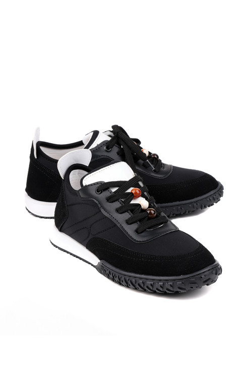 Norex Siyah Kadın Sneaker Nefes Alabilen Vegan Kumaş, Hafif ve Rahat Günlük Ayakkabı